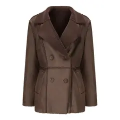 TIOZONEY - Abriigo de PU acolchada para mujer - Café