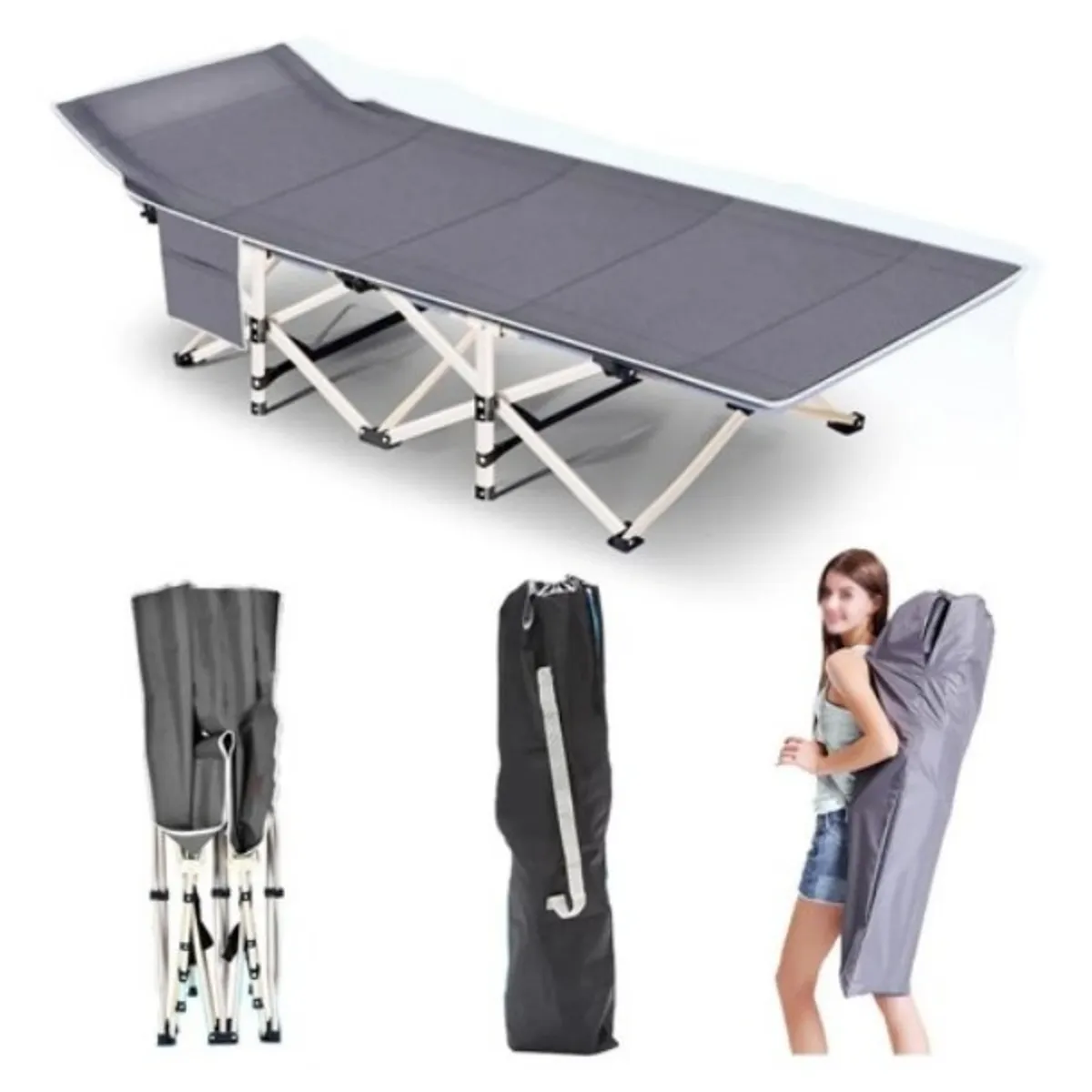 GENERICO - Portátil Catre Cama Campaña Camping Plegable + Bolsa.