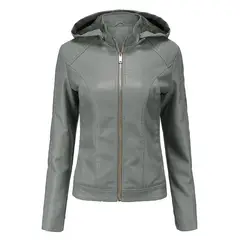 TIOZONEY - Chaqueta de PU para mujer PU cálida para mujer - Verde