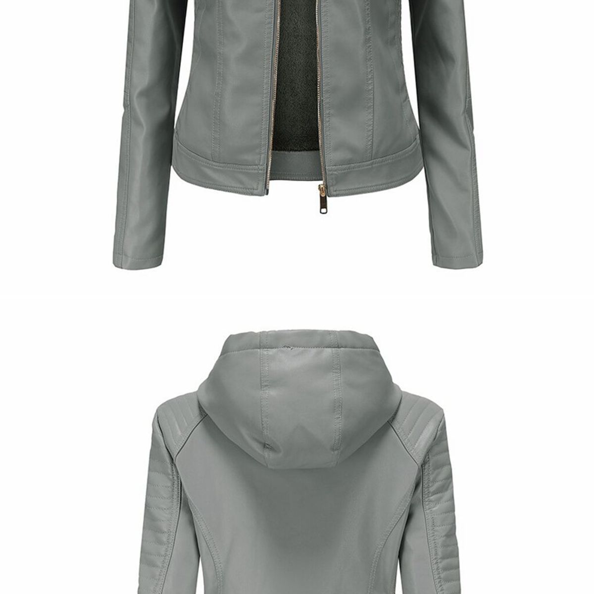 TIOZONEY - Chaqueta de PU para mujer PU cálida para mujer - Verde
