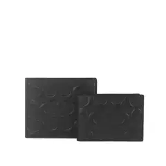 COACH - Hombres Negro Clásico Impresión Cartera CR957