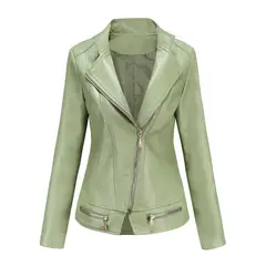 TIOZONEY - Chaqueta de PU  PU  para mujer - Verde