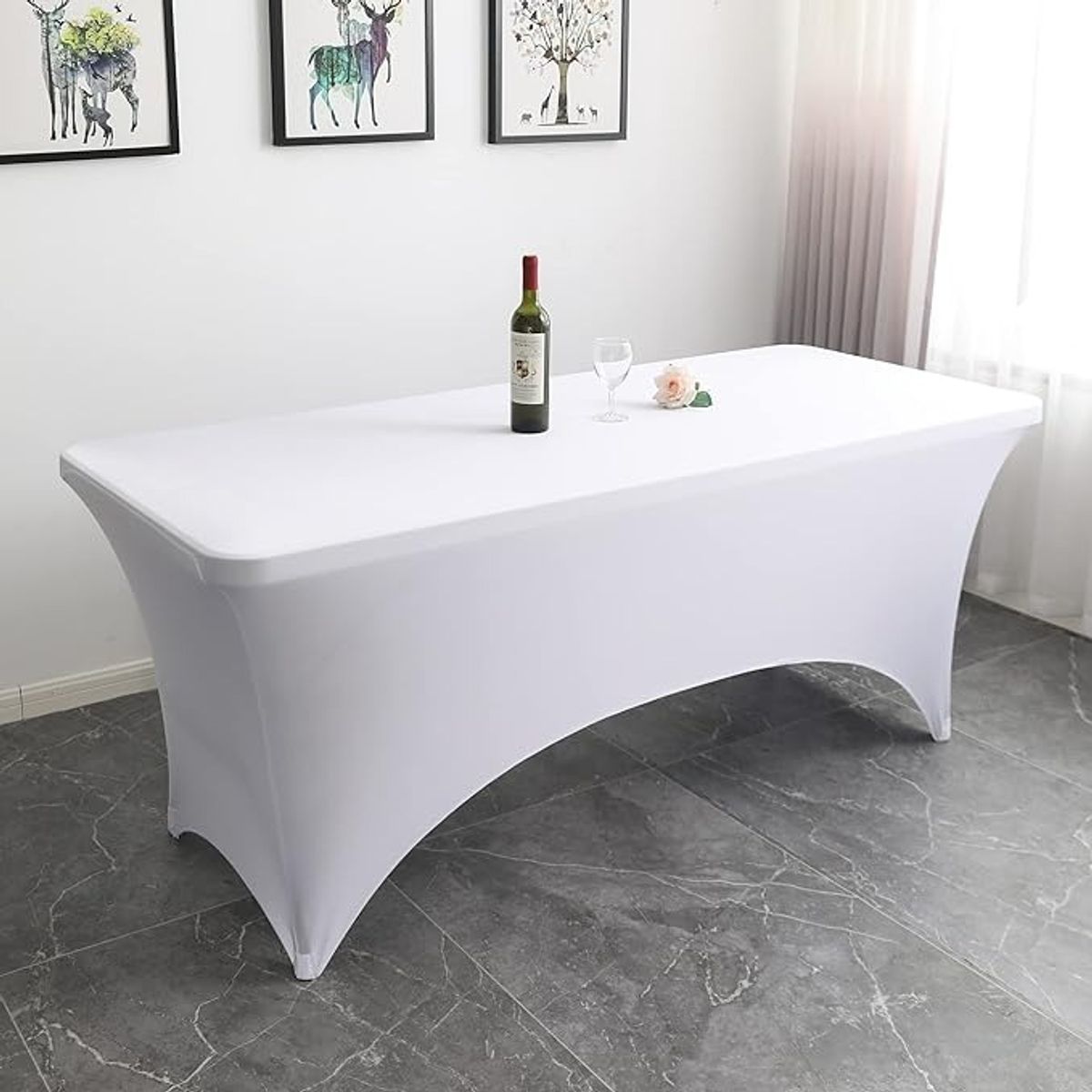 GENERICO - Funda Mesa Rectangular Spandex1807575cm Blanco.