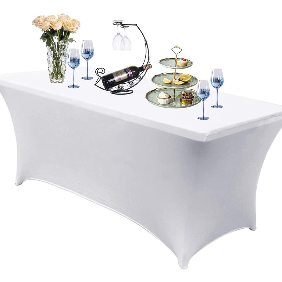 GENERICO - Funda Mesa Rectangular Spandex1807575cm Blanco.