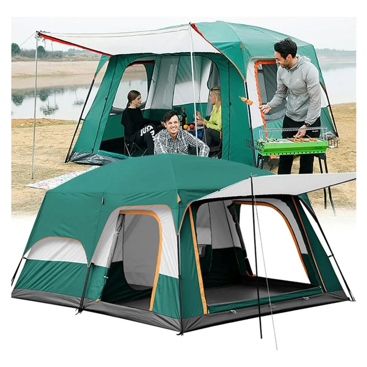 KUANGYE - Carpa Camping 8-10 Personas 3000 Mm impermeabilidad