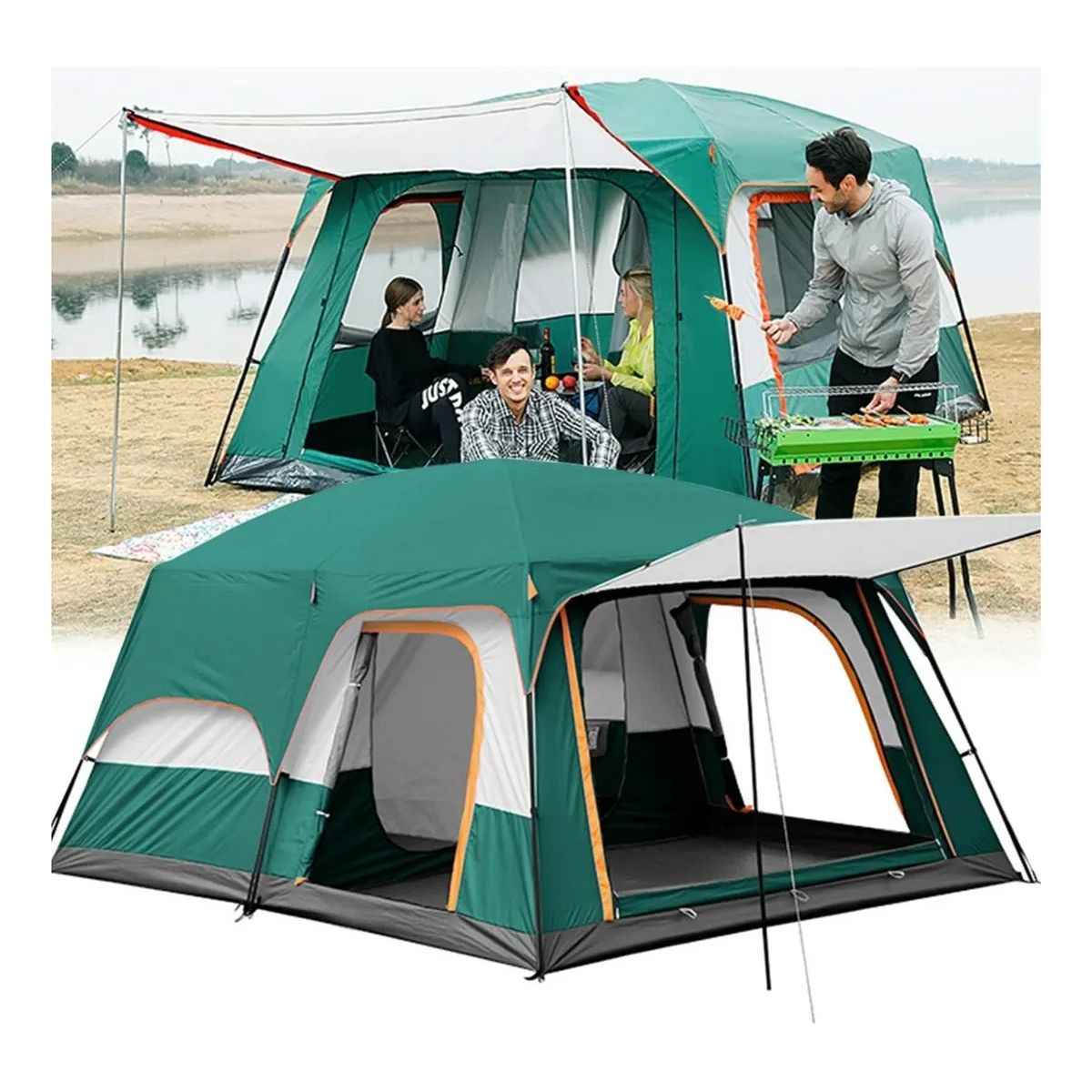 KUANGYE - Carpa Camping 8-10 Personas 3000 Mm impermeabilidad