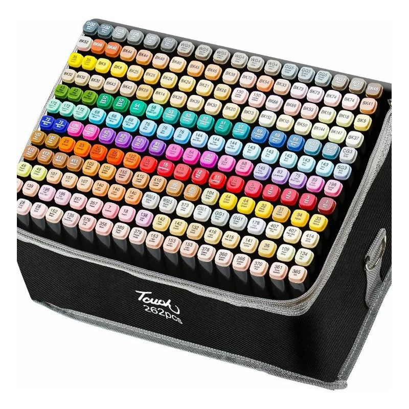GENERICO - Set 262 Marcadores Lápices Colores Touch Doble Punta + Bols
