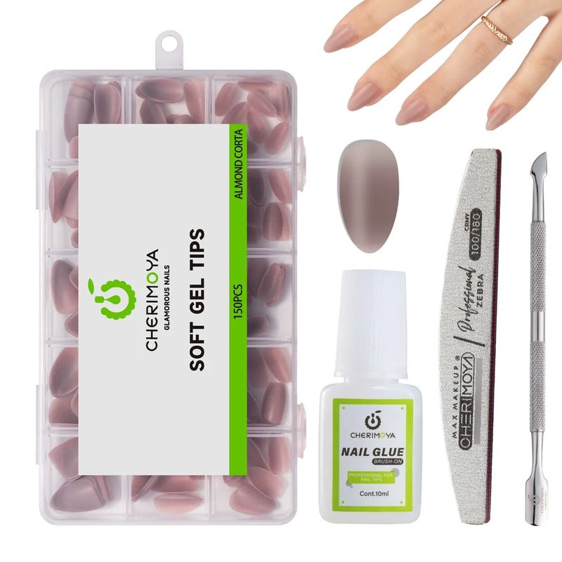 CHERIMOYA - Kit De Pegament Uñas Postizas Cortas Almendra cherimoya