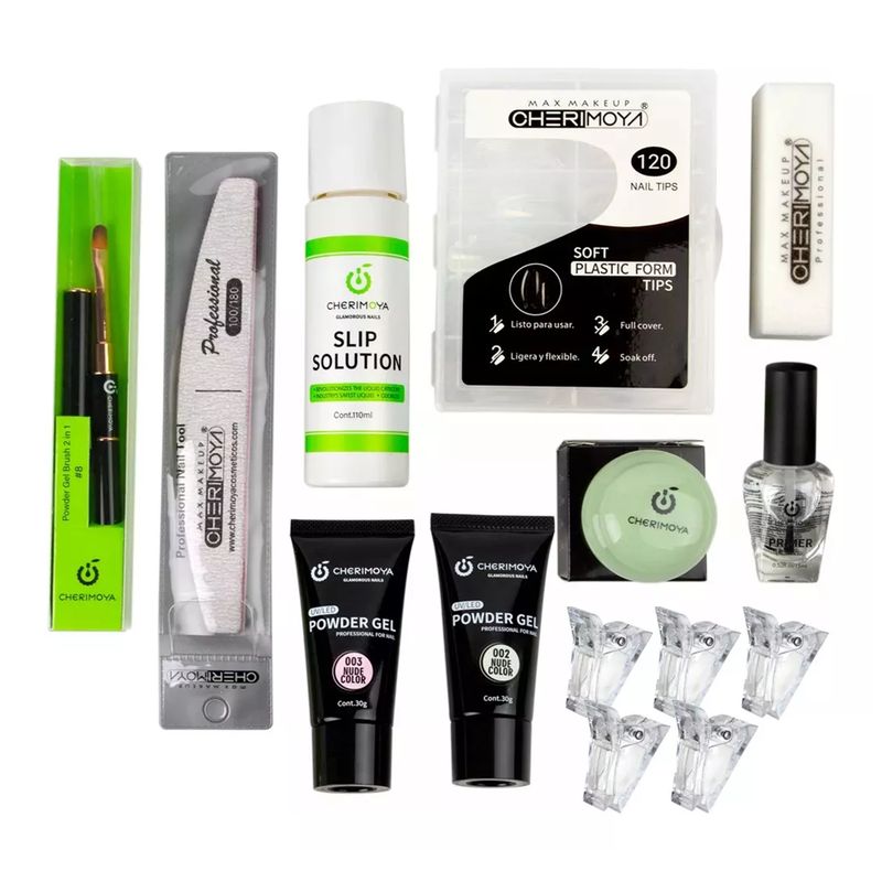 CHERIMOYA - Kit Polygel Set Para Uñas Powder Gel Neutros14pcs Cherimoya