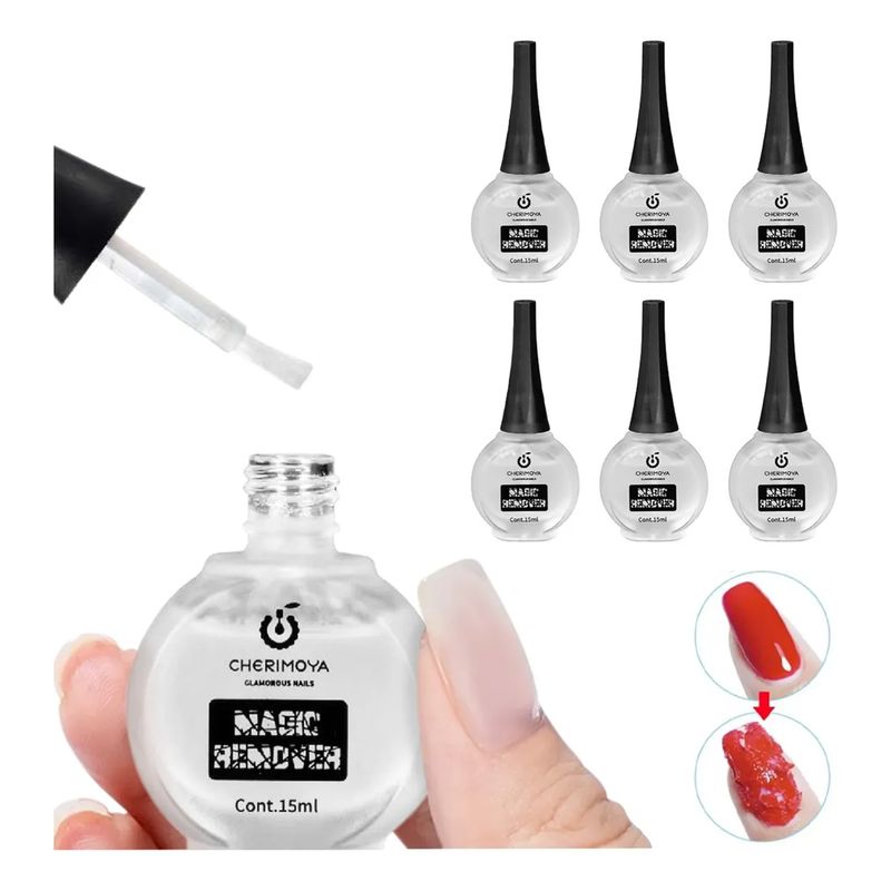 CHERIMOYA - Pack 6 Magic Removedor Gel Uñas Esmaltes Cherimoya 15ml
