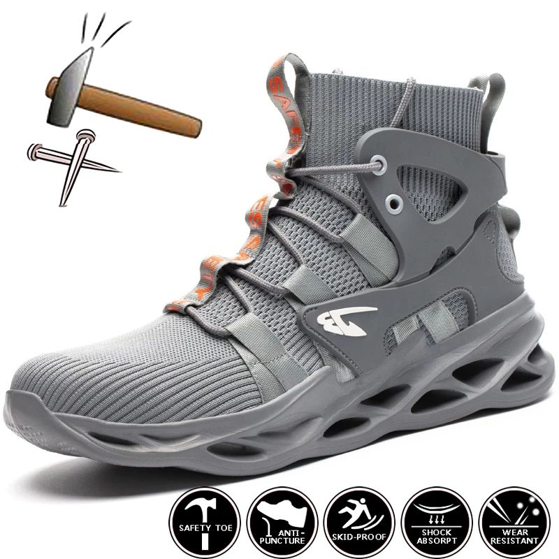 TIOZONEY - Zapatos De Seguridad Transpirables A Prueba De Golpes - Gris
