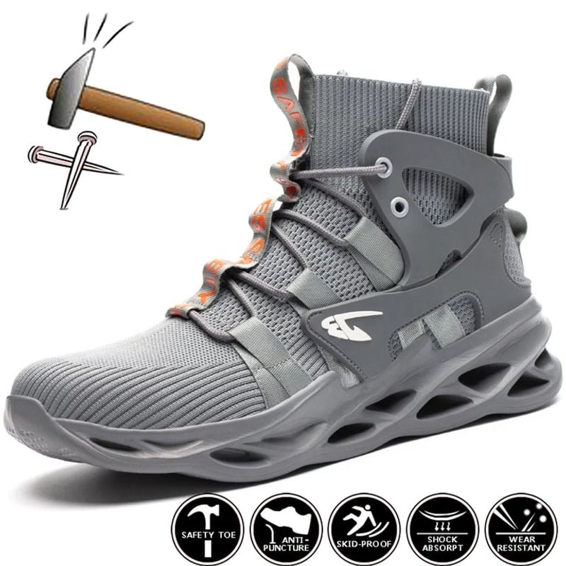 TIOZONEY - Zapatos De Seguridad Transpirables A Prueba De Golpes - Gris