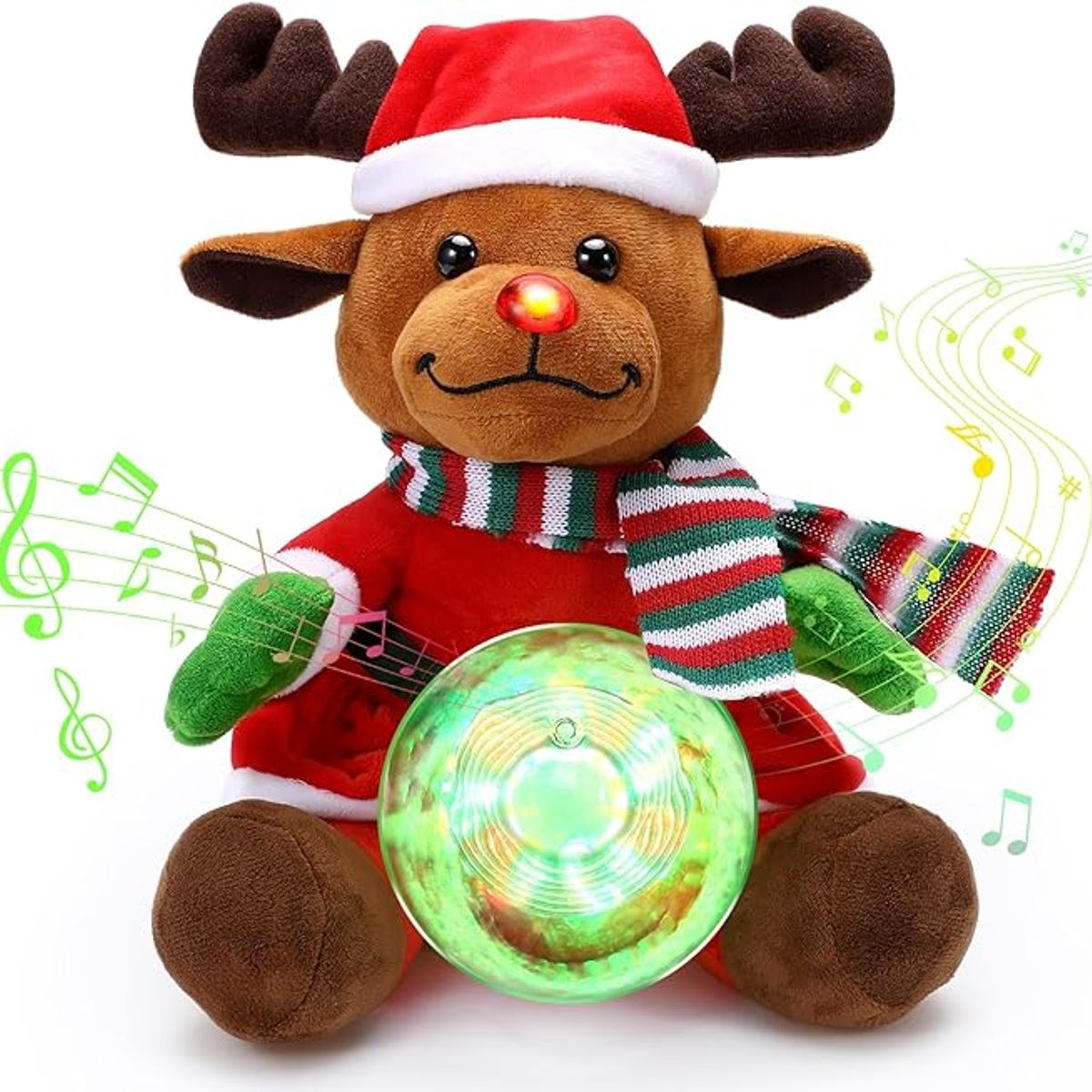 TIOZONEY - Alce navideño luminoso cantor 25 cm