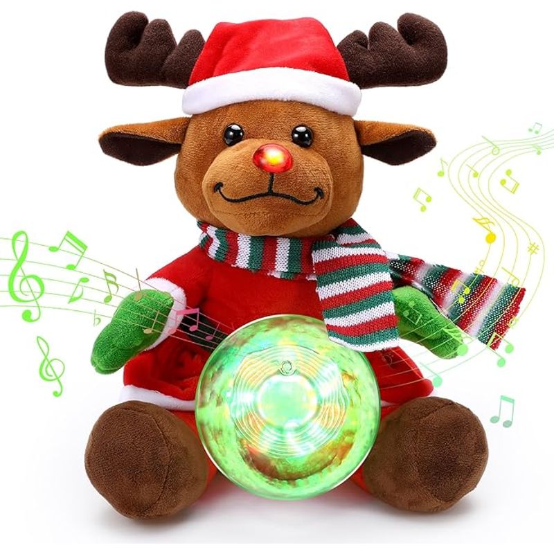 TIOZONEY - Alce navideño luminoso cantor 25 cm.