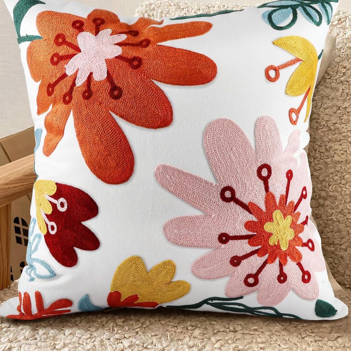 TIOZONEY - Funda de almohada bordada18 x 18 pulgadas