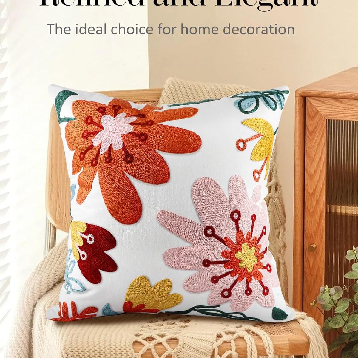 TIOZONEY - Funda de almohada bordada18 x 18 pulgadas