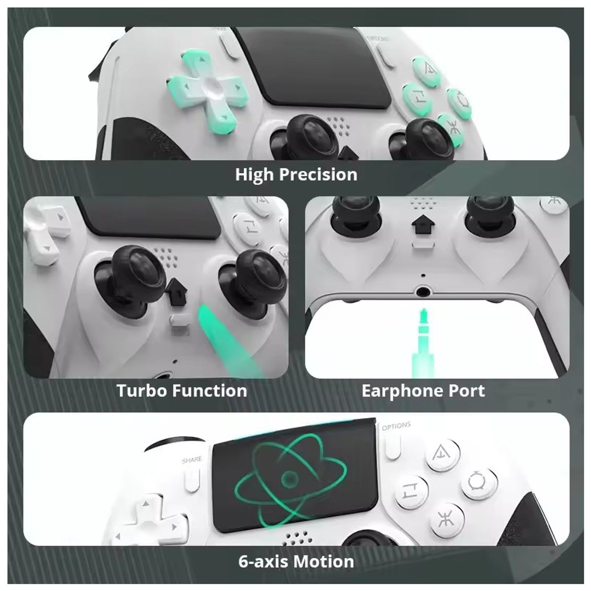 CORRERREY - Gamepad Inalámbrico Bluetooth Para Ps4/ Ps4 Pro/ Slim/ Pc Correrrey