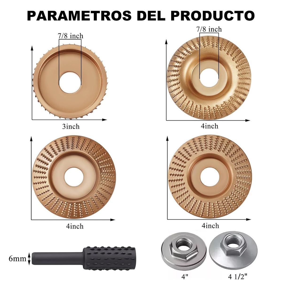 KUANGYE - Juego De 4 Discos Para Tallar Madera+juego De 5 Escofinas