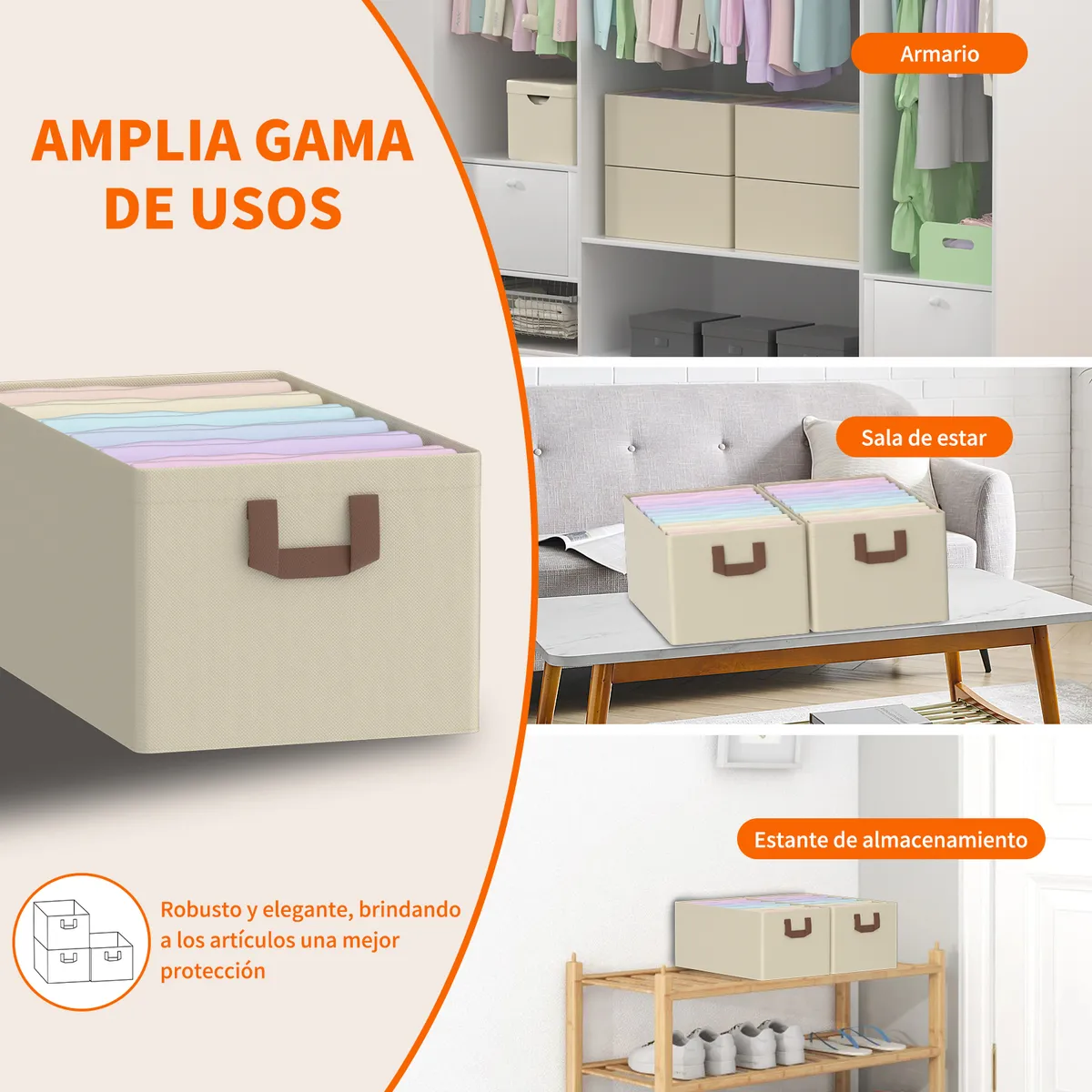 YAYKO - 6 X Bolsas Organizador Ropa Caja Plegable Asa Almacenamiento