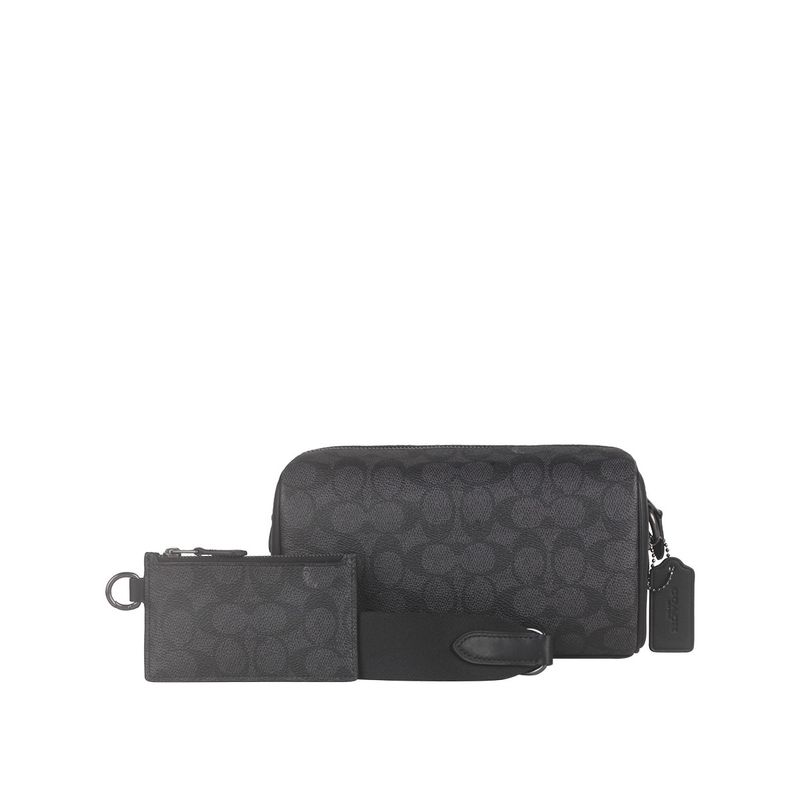 COACH - COACH Axel Crossbody Bag In Signature Canvas Charcoal Black CV762