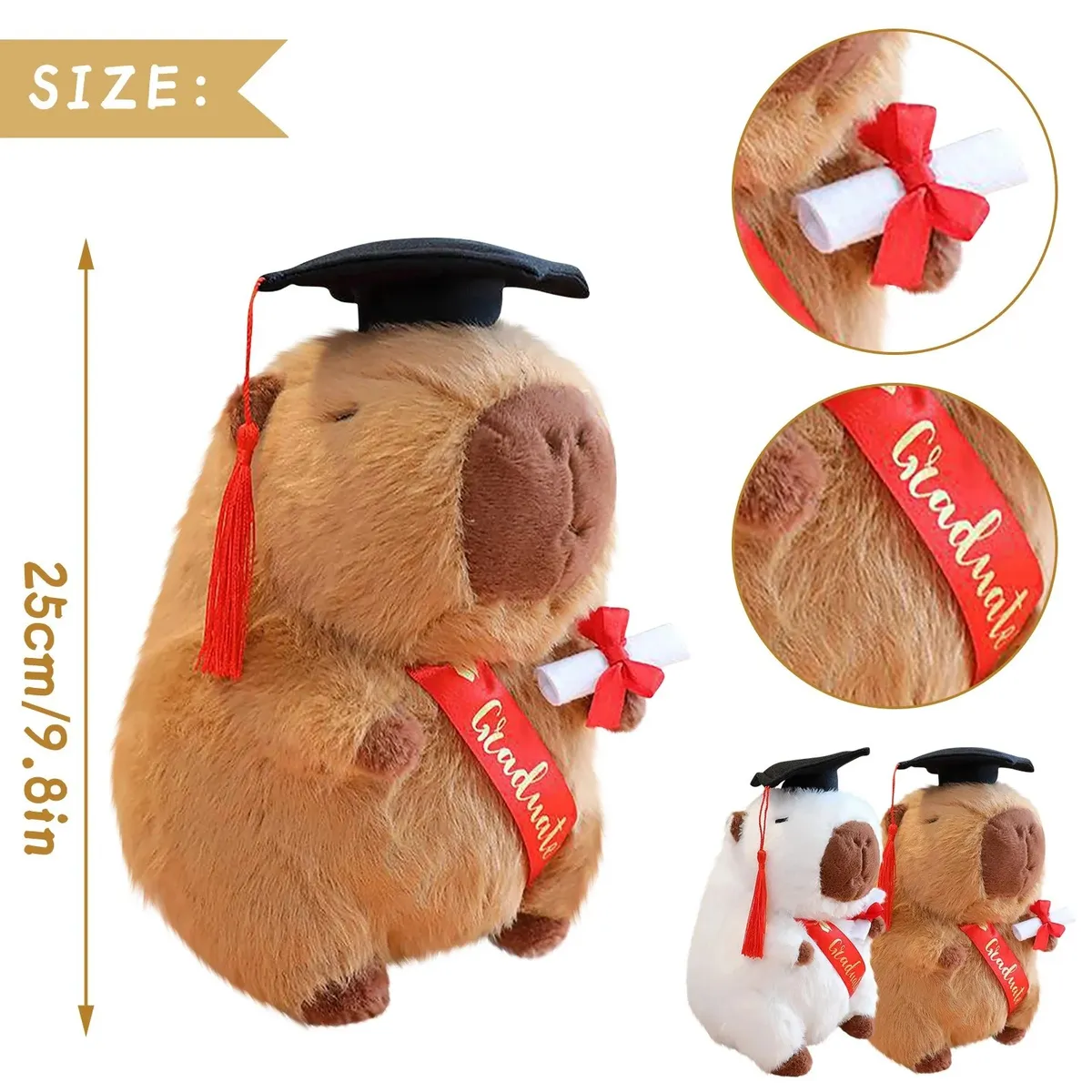 KUANGYE - Peluche Capibara Graduación Kawaii