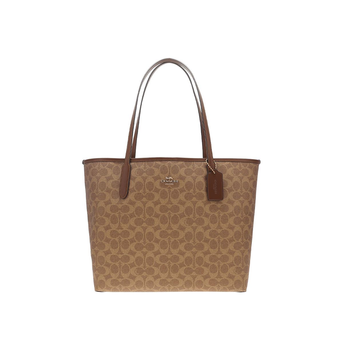 COACH - COACH City Tote Bag In Signature Canvas Tan Brown CV976