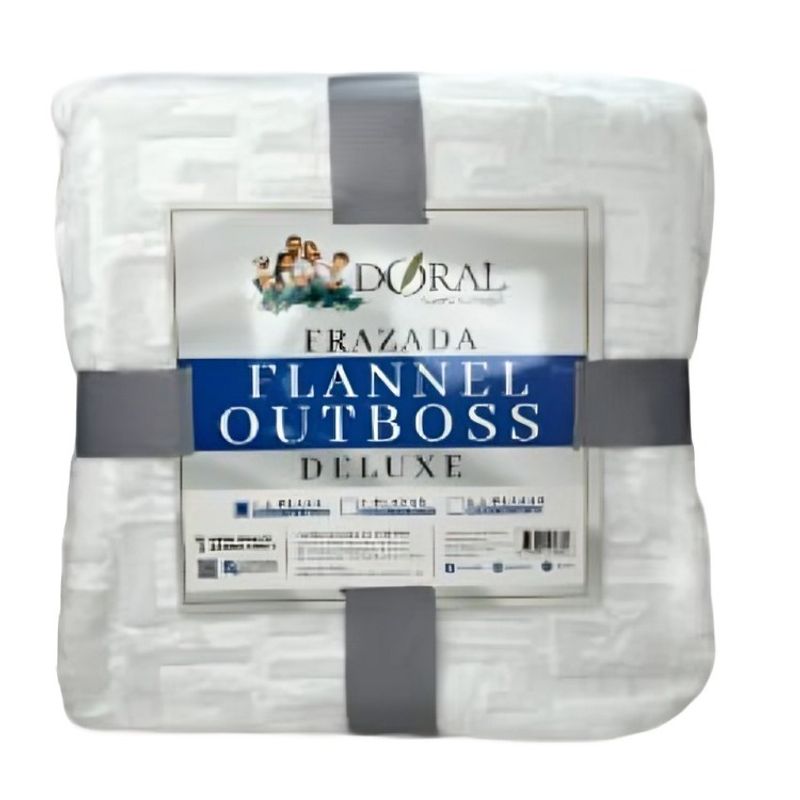 DELUXE - Frazada Flannel Outboss Deluxe 1.5 Plazas / Blanco