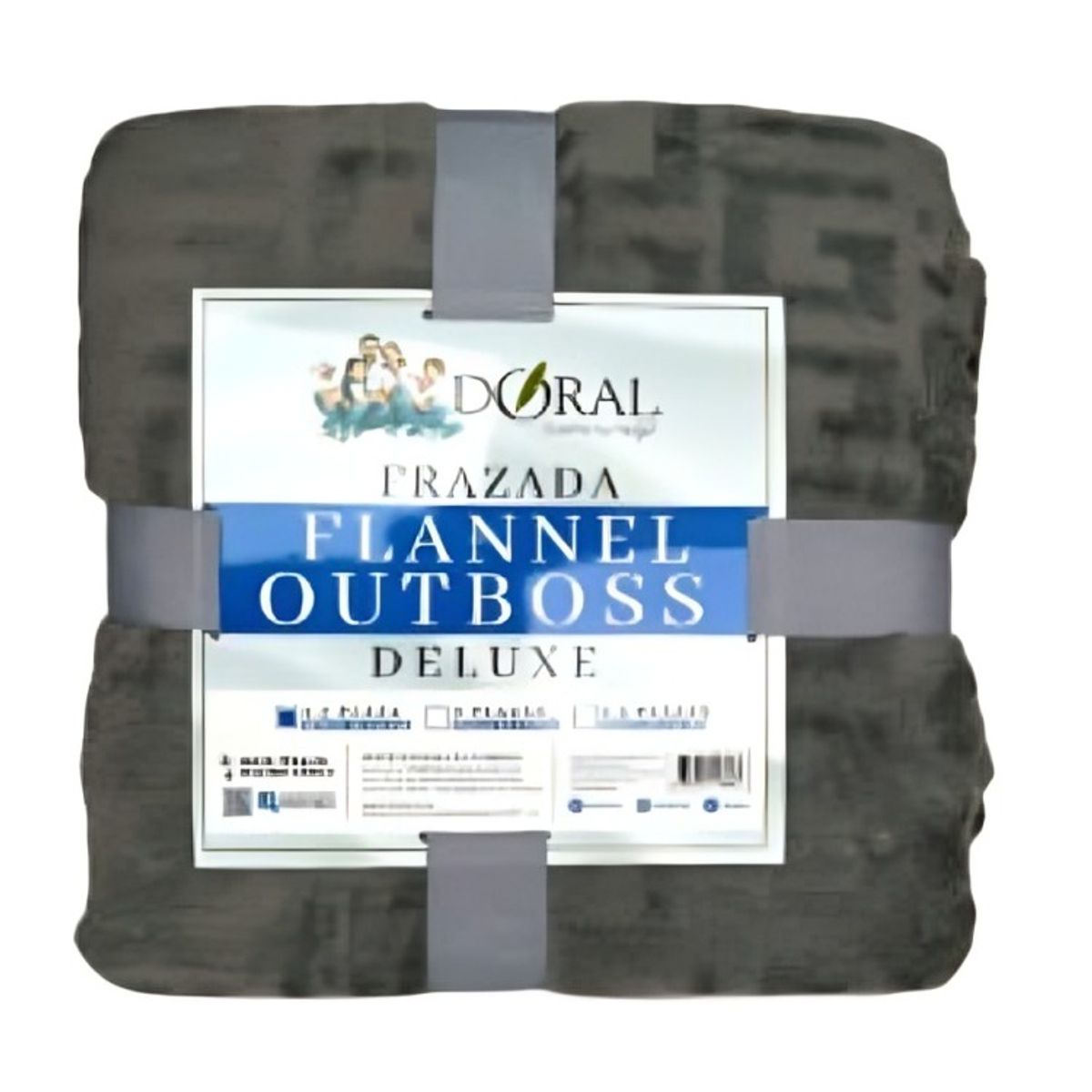 DELUXE - Frazada Flannel Outboss Deluxe 1.5 Plazas / Gris Oscuro