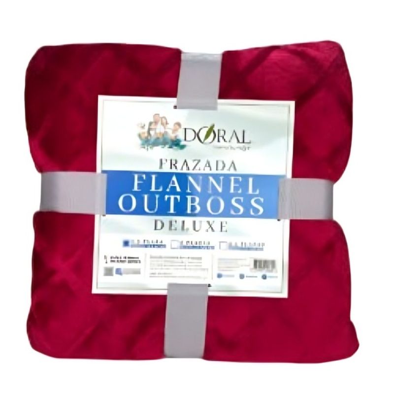 DELUXE - Frazada Flannel Outboss Deluxe 1.5 Plazas / Guinda