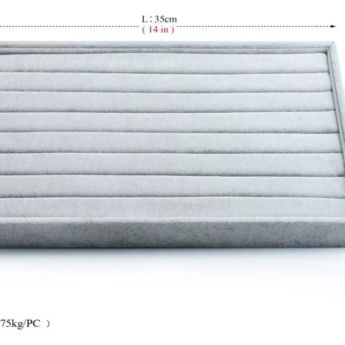 KUANGYE - Bandeja Exhibidora 100 Anillos Gris Terciopelo Modelo Lineas