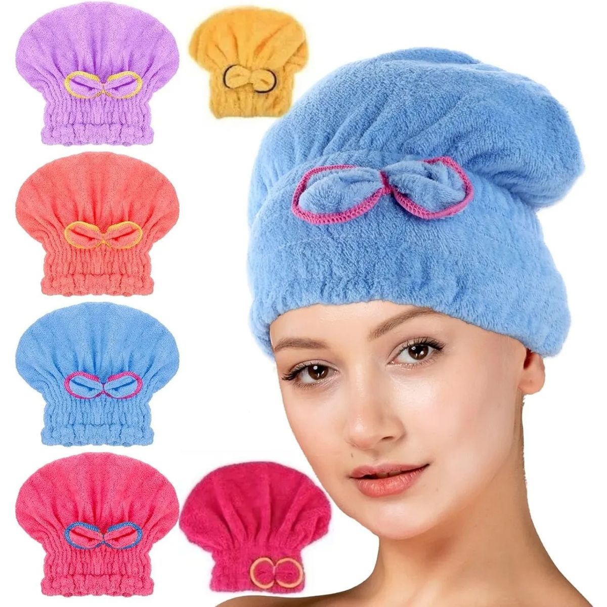 KUANGYE - 6 Pcs Toalla Para Pelo Turbante Microfibra Para Secar Cabello