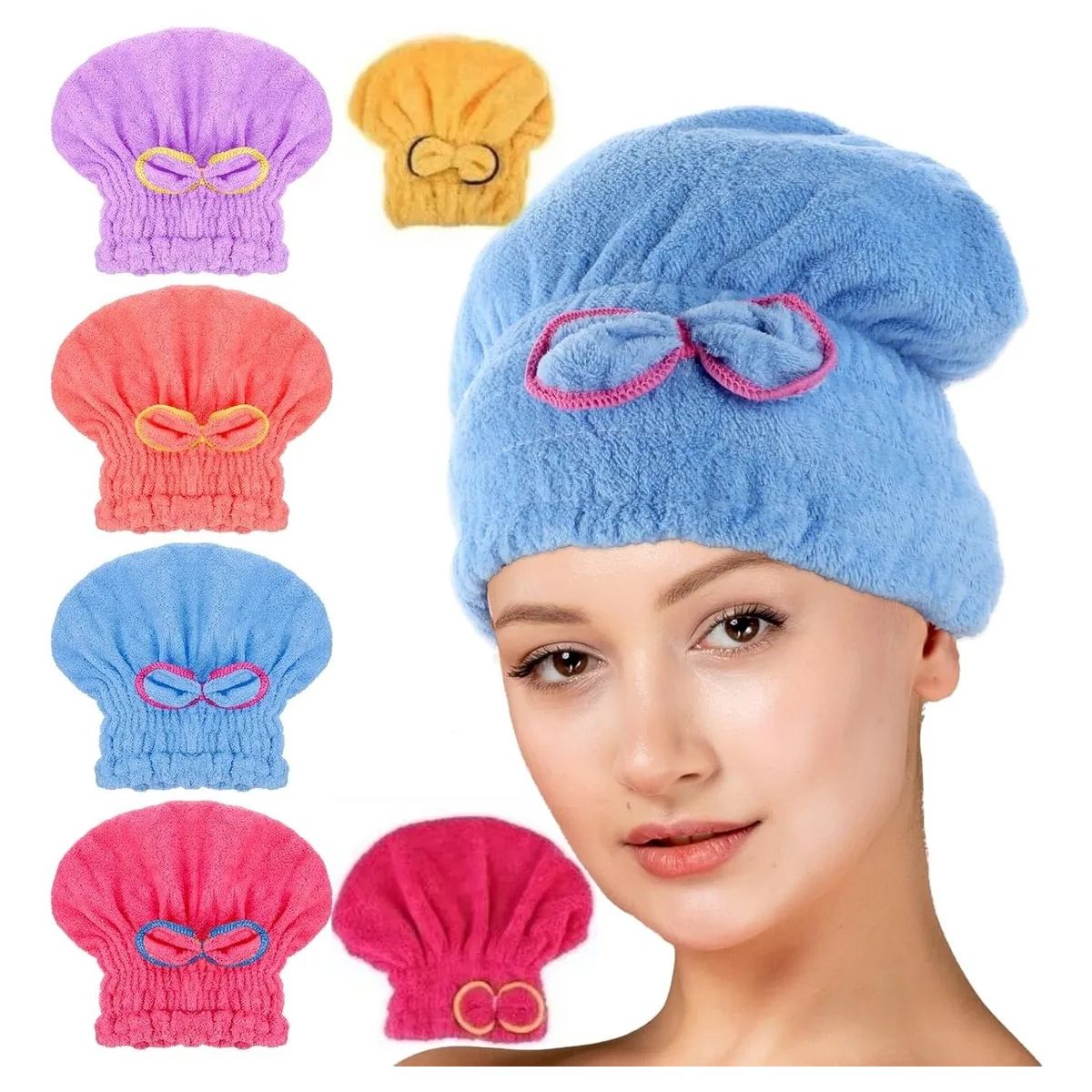 KUANGYE - 6 Pcs Toalla Para Pelo Turbante Microfibra Para Secar Cabello