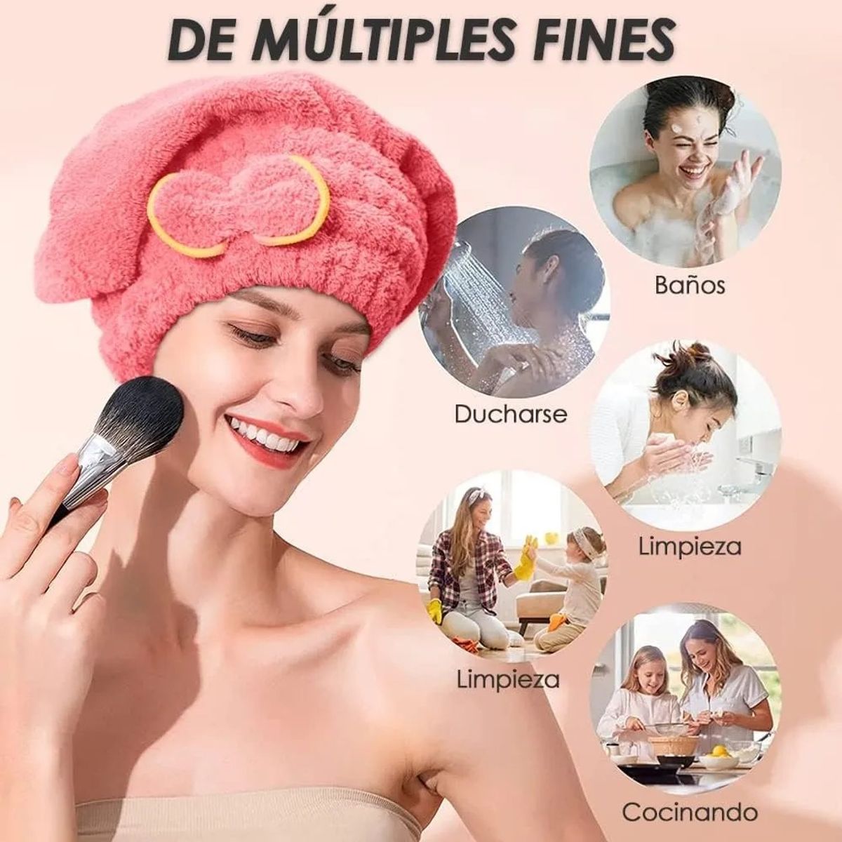 KUANGYE - 6 Pcs Toalla Para Pelo Turbante Microfibra Para Secar Cabello
