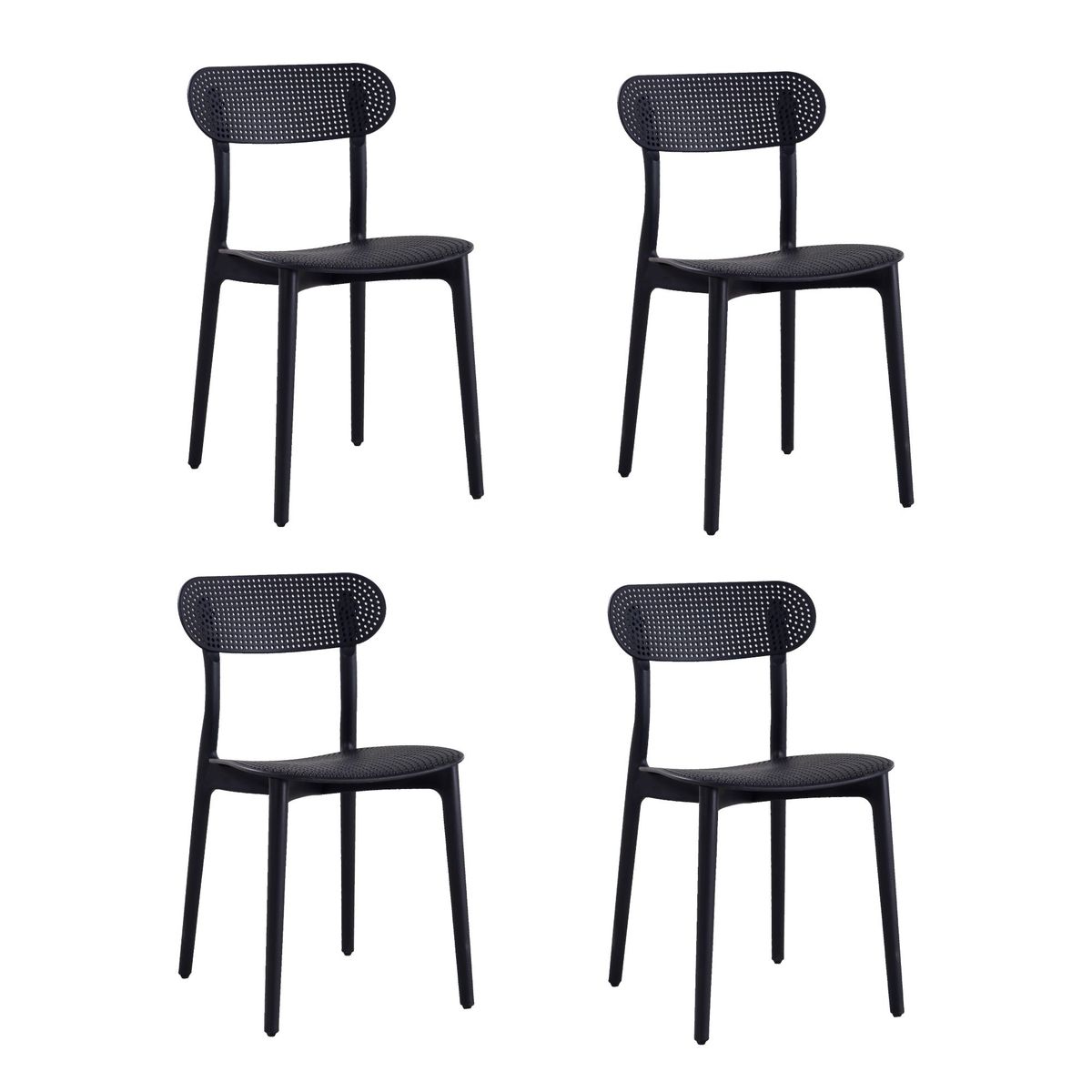 PLOS - Silla De Comedor Aprilia Set x4 Unidades Plos Terraza Cocina Comedor Negro