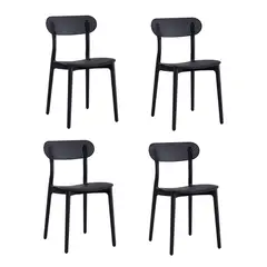 PLOS - Silla De Comedor Aprilia Set x4 Unidades Terraza Cocina Comedor Negro
