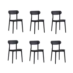 PLOS - Silla De Comedor Aprilia Set x6 Unidades Terraza Cocina Comedor Negro