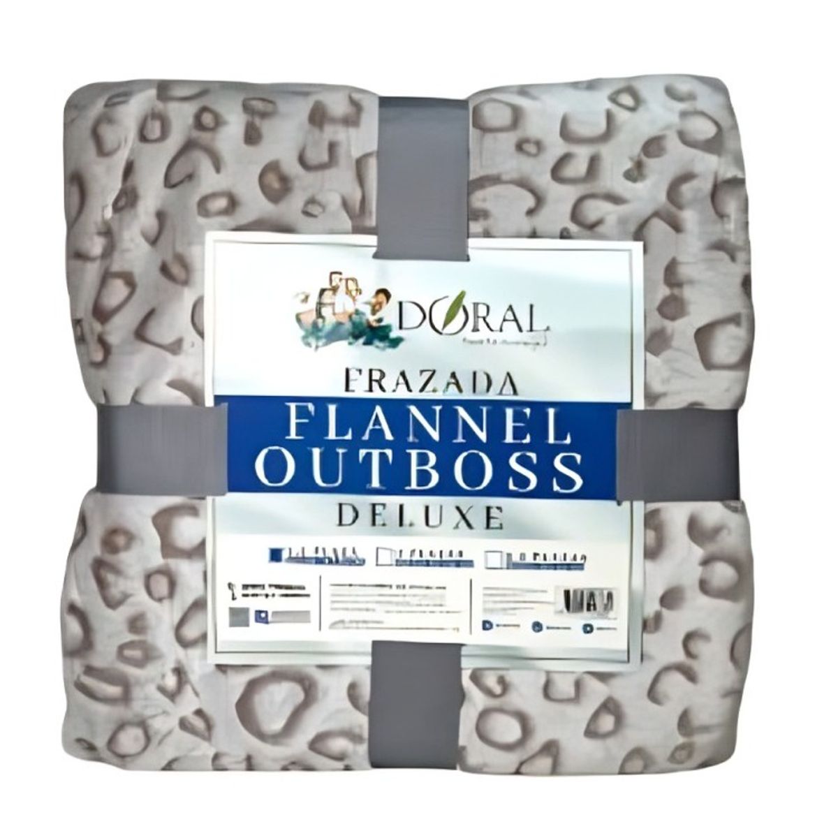 DELUXE - Frazada Flannel Outboss Deluxe 1.5 Plazas / Silueta Taupe Beige