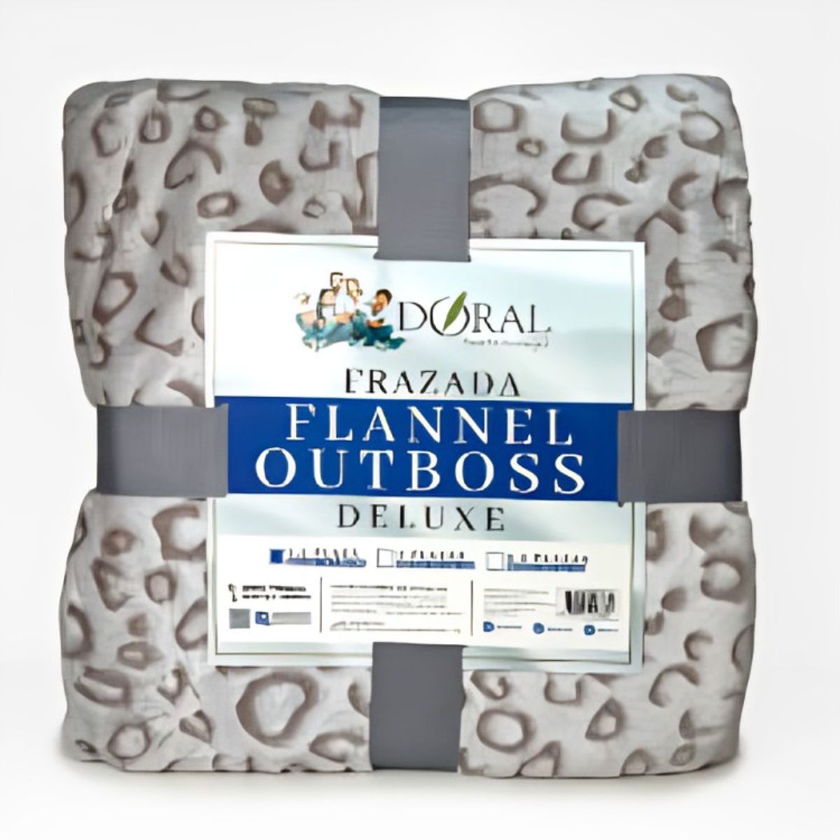 DELUXE - Frazada Flannel Outboss Deluxe 1.5 Plazas / Silueta Taupe Beige