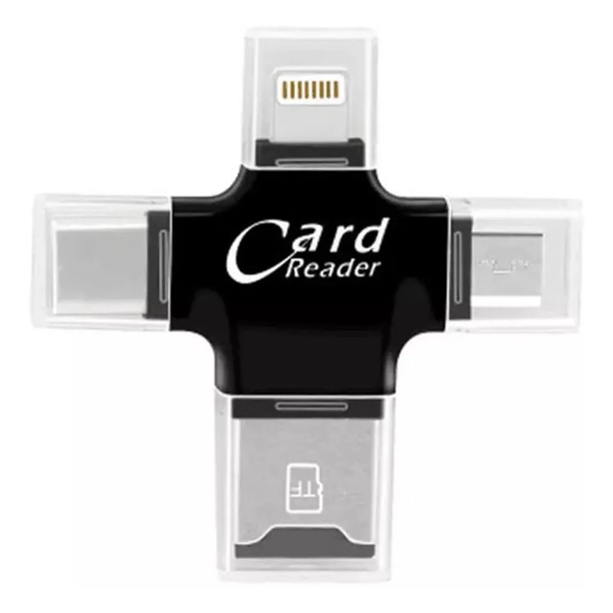 GENERICO - Lector De Tarjeta - 4 En 1 Negra Otg - Tipo C - Ios