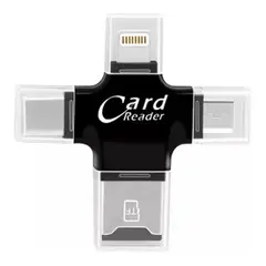 GENERICO - Lector De Tarjeta - 4 En 1 Negra Otg - Tipo C - Ios