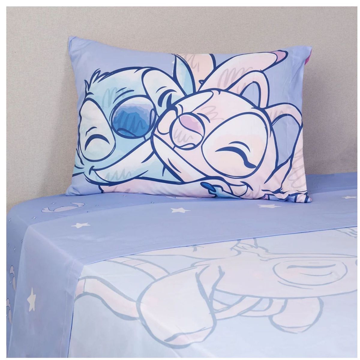 MASHINI - Juego De Sábanas Disney 1.5 Plazas - Mashini Nuevos Stitch Luna