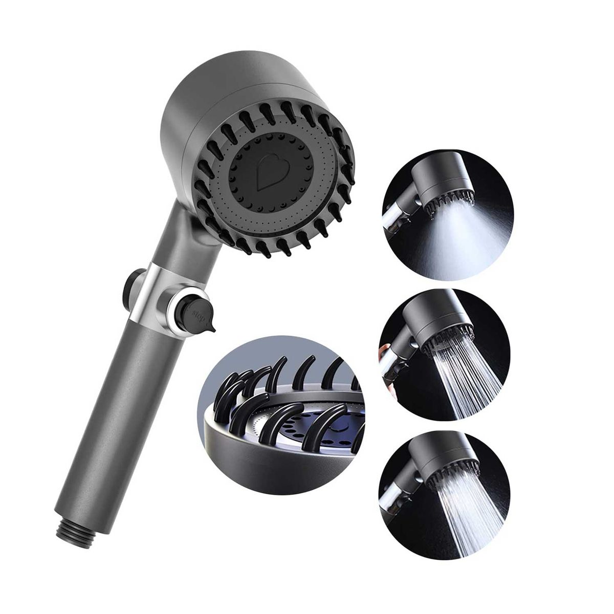 MOVI - Cabezal de Ducha 4 en 1 con Manguera