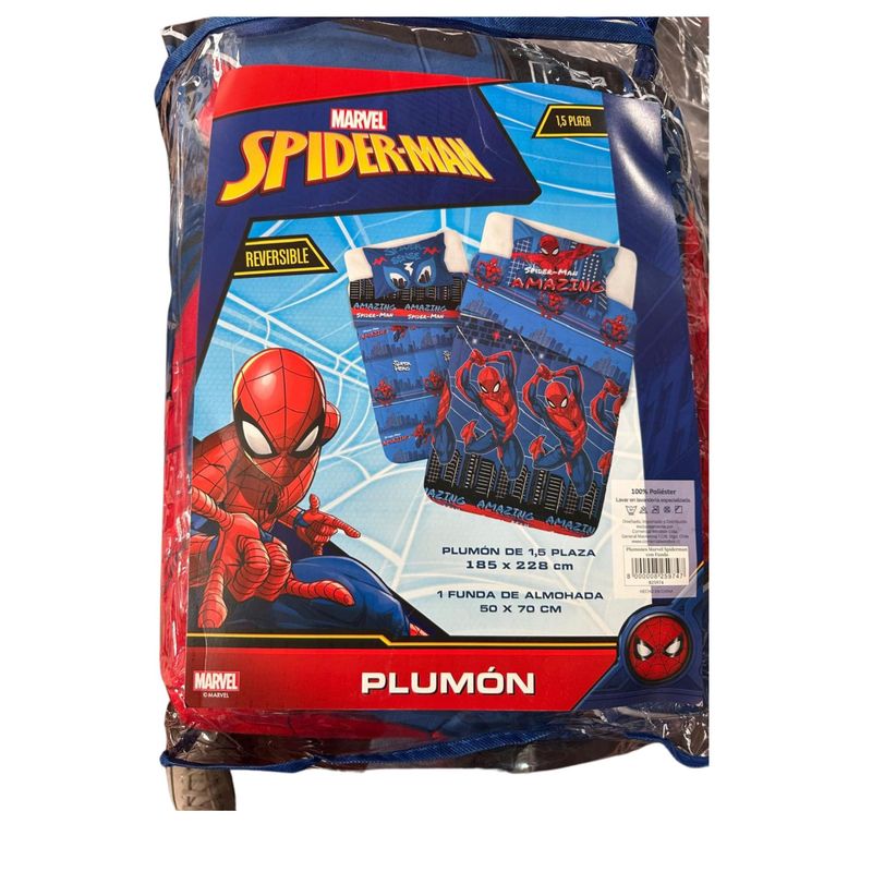 MASHINI - Plumón Mashini 1.5 Plazas 185x228 Cm Spiderman Azul