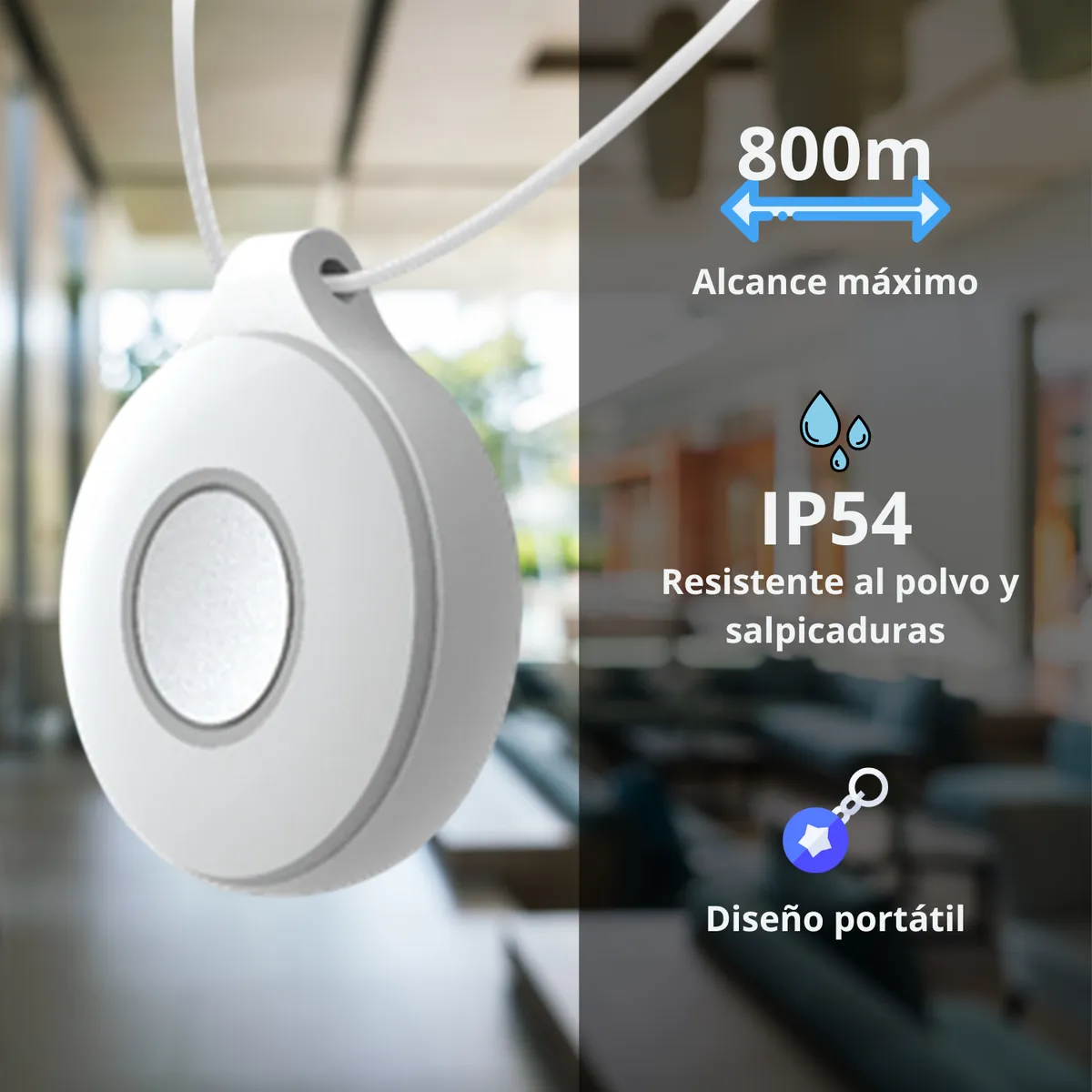 HIKVISION - Boton de Pánico Inalámbrico Portátil IP54 Ind. LED AX Pro