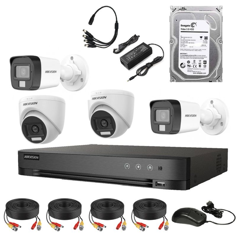 HIKVISION - Kit 4 Cámaras de Seguridad Hikvision ColorVU disco 1tb nuevo Full Color de Noche.