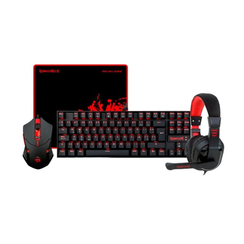 REDRAGON - Pack Gamer 4 En 1 Mouse Teclado Audifono K552 Redragon