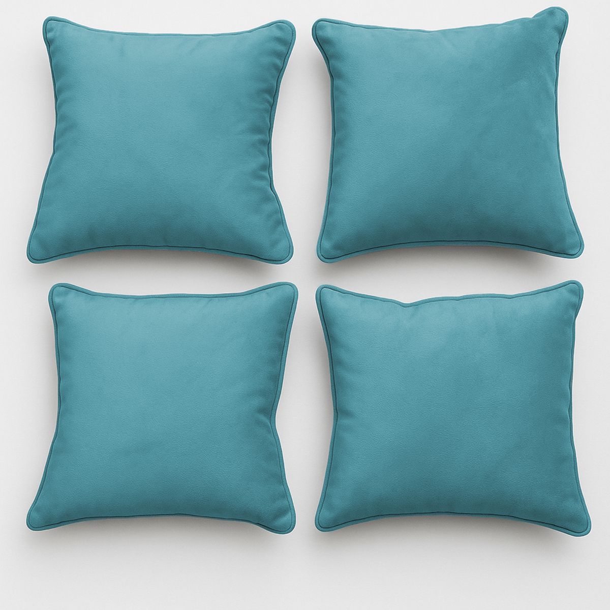 MBC - Set 4 Cojines 50x50 Con Cierre Felpa Turquesa