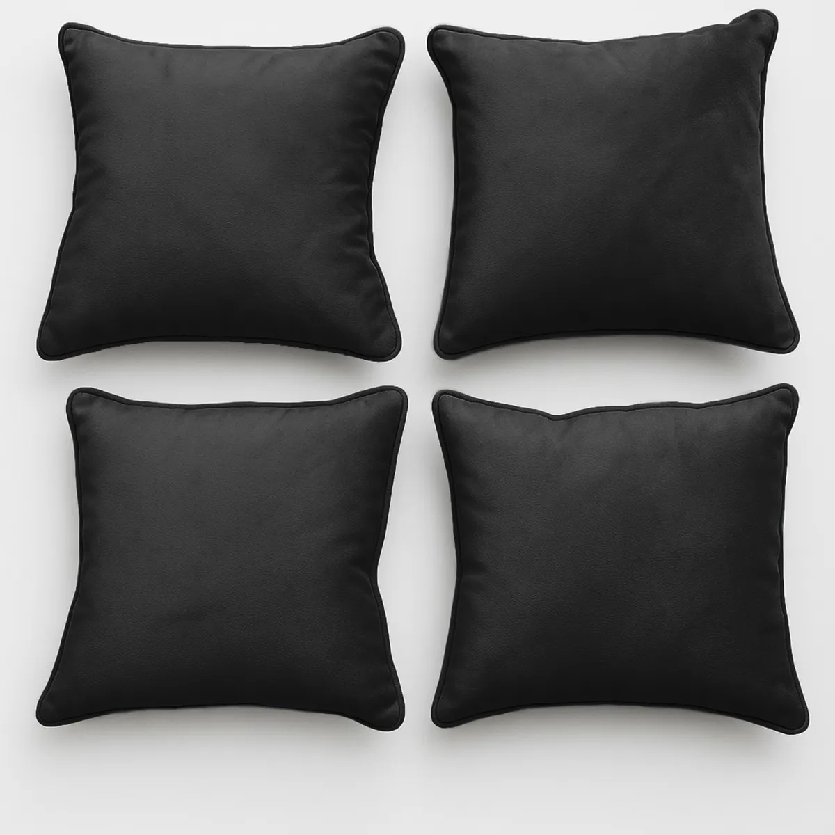 MBC - Set 4 Cojines 50x50 Con Cierre Felpa Negro