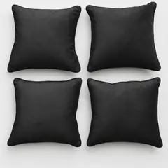 GENERICO - Set 4 Cojines 50x50 Con Cierre Felpa Negro
