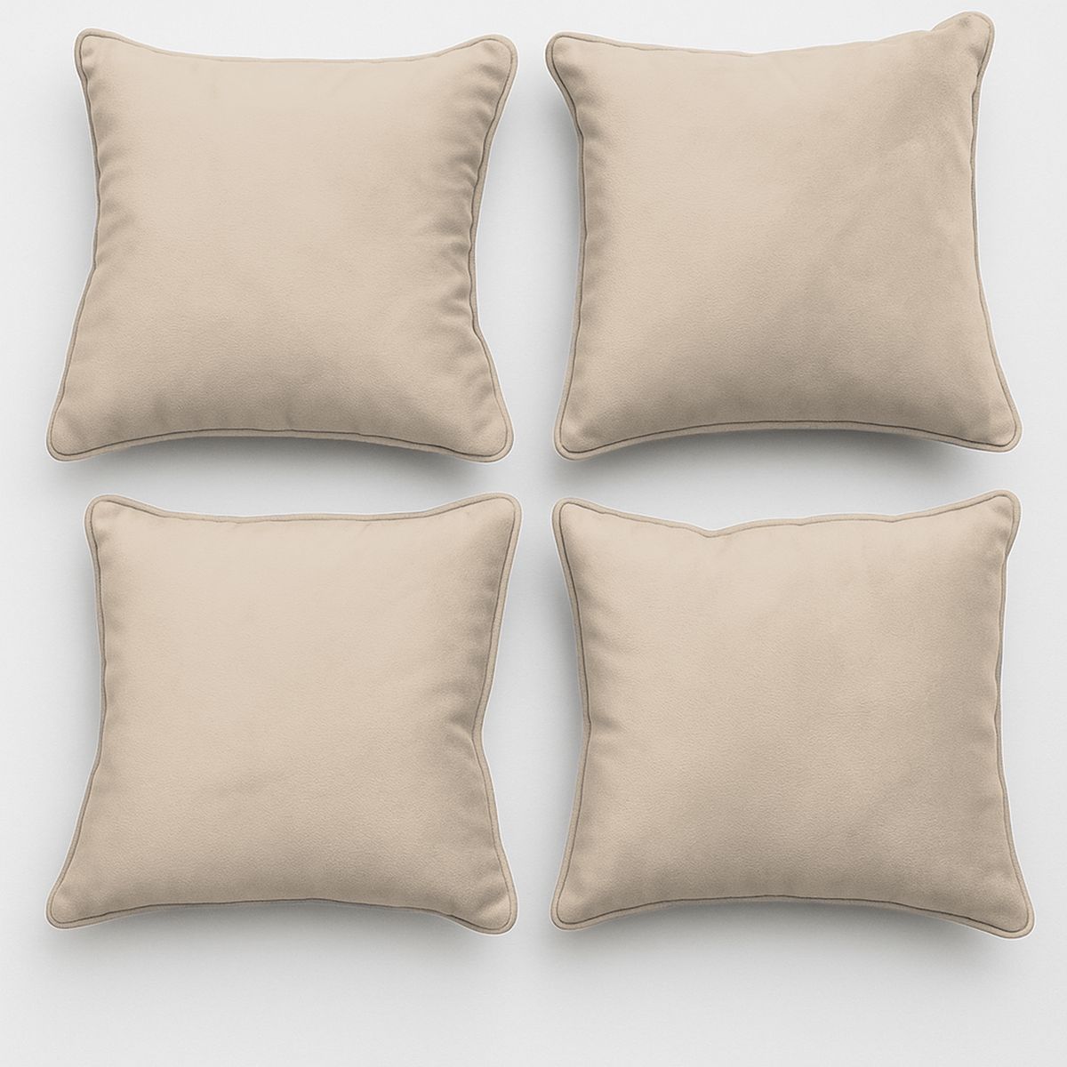 MBC - Set 4 Cojines 50x50 Con Cierre Felpa Beige